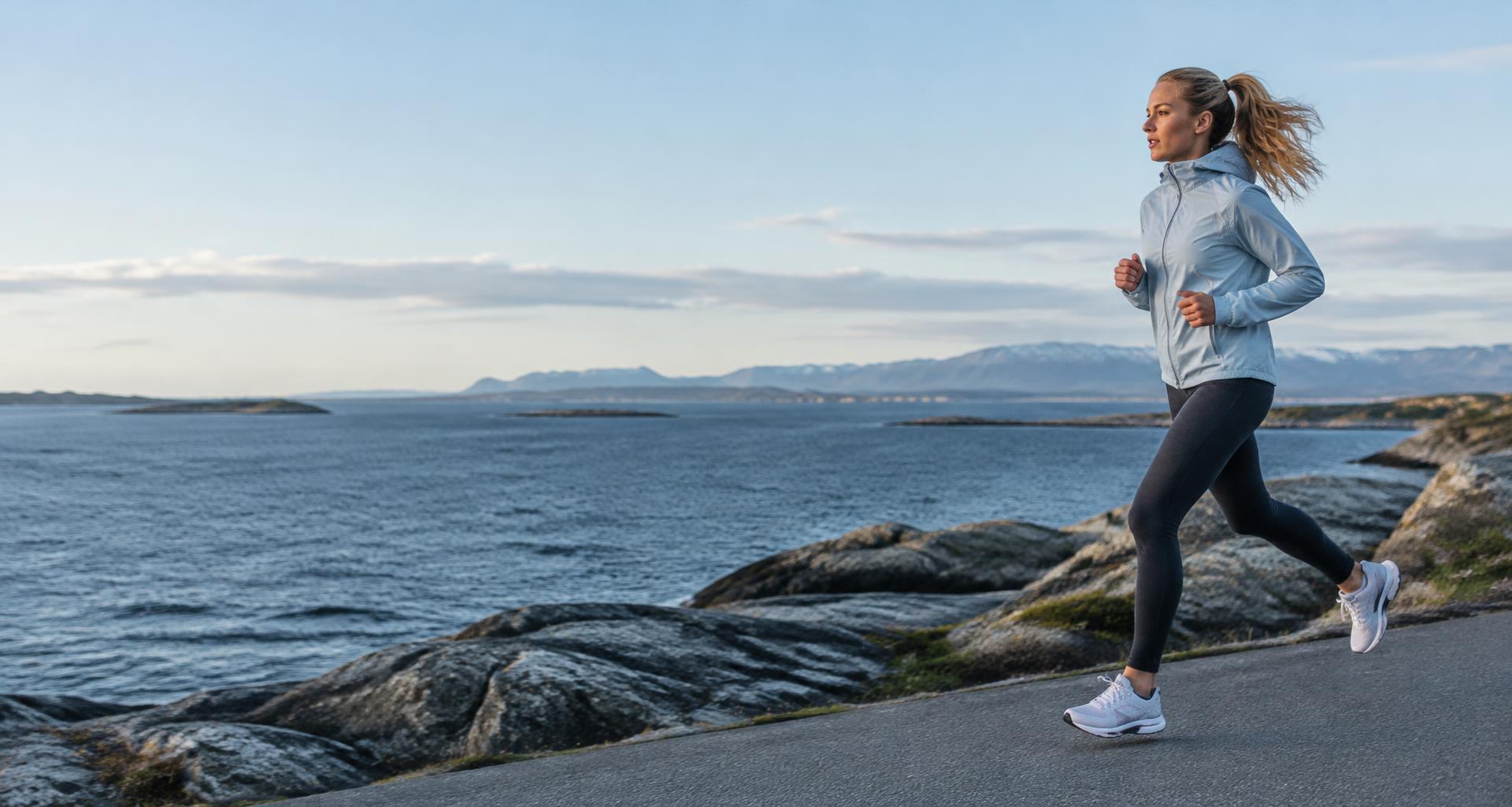 A runner moving along the Scandinavian coast